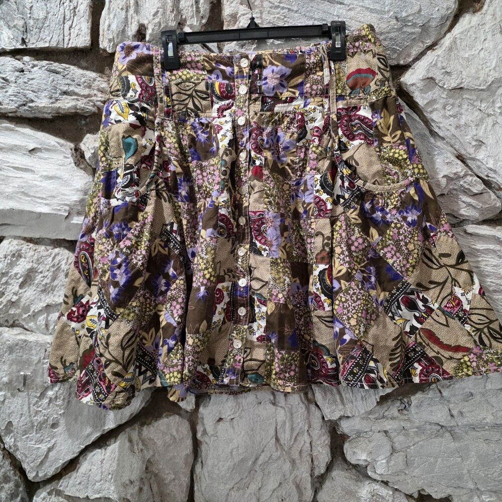 Patchwork Boho Colorful Asymmetrical Skirt Women’s Size 16 Hippie Whimsical
